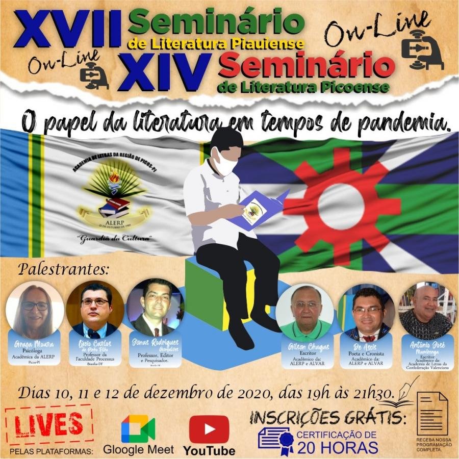 CULTURA | ALERP realizará o XIV Seminário de Literatura Picoense e XVII Seminário de Literatura Piauiense. Veja a programação e como se inscrever!
